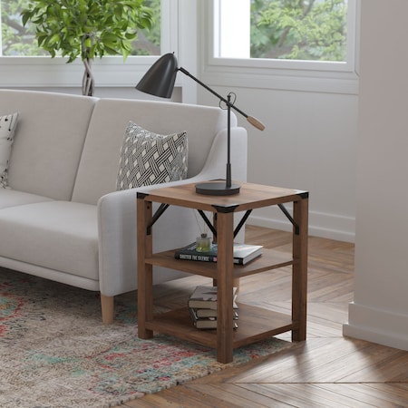 Flash Furniture 17.5 W, 17.5 L, 22 H, Engineered Wood, Rustic Oak ZG-035-OAK-GG